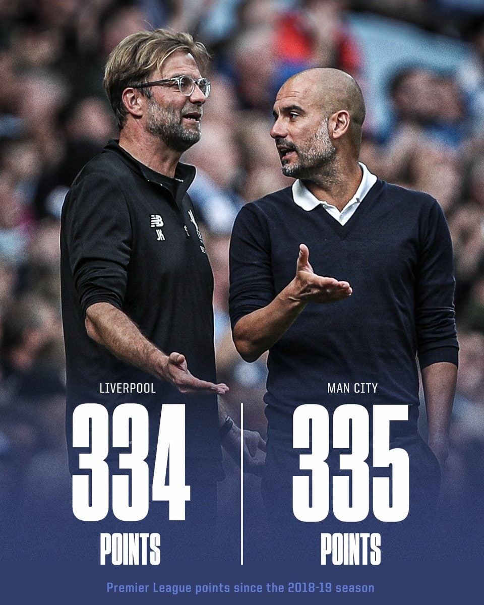 منچسترسیتی و لیورپول طی 4 فصل اخیر پر امتیاز ترین تیم های لیگ جزیره1