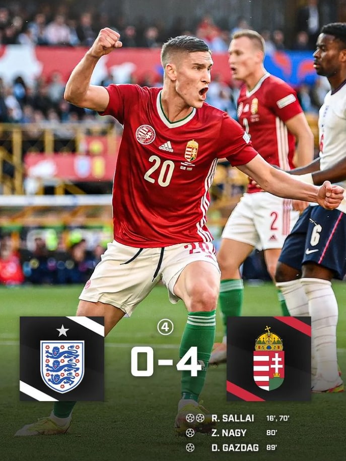 انگلستان پس از 94 سال در یک دیدار رسمی 4 گل پذیرفت