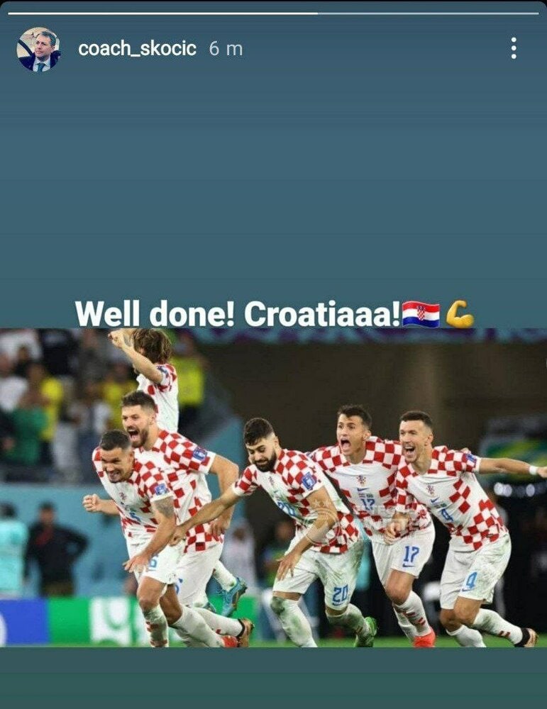 تبریک اسکوچیچ به صعود کرواسی به نیمه نهایی جام جهانی 1